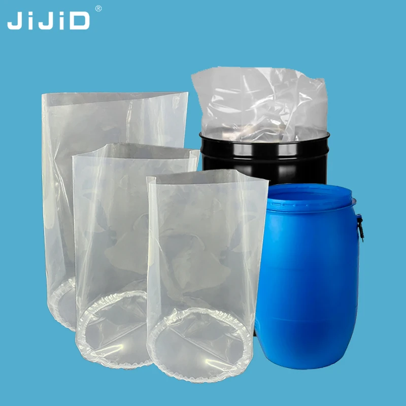 JiJiD 5 15 30 55 галлонов 100 200 л LDPE прозрачные пластиковые вкладыши для барабанов с круглым дном