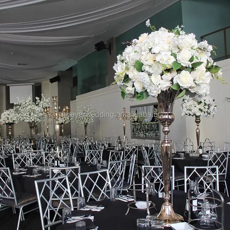 
Vases of bright gold wedding flowers vase table centerpiece Trumpet flower stand for wedding home decoration event party decor 