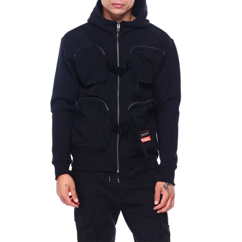 Custom Mens Clothing Combo Utility Hoodie Jacket Hoodie with Zipper Pocket on Front