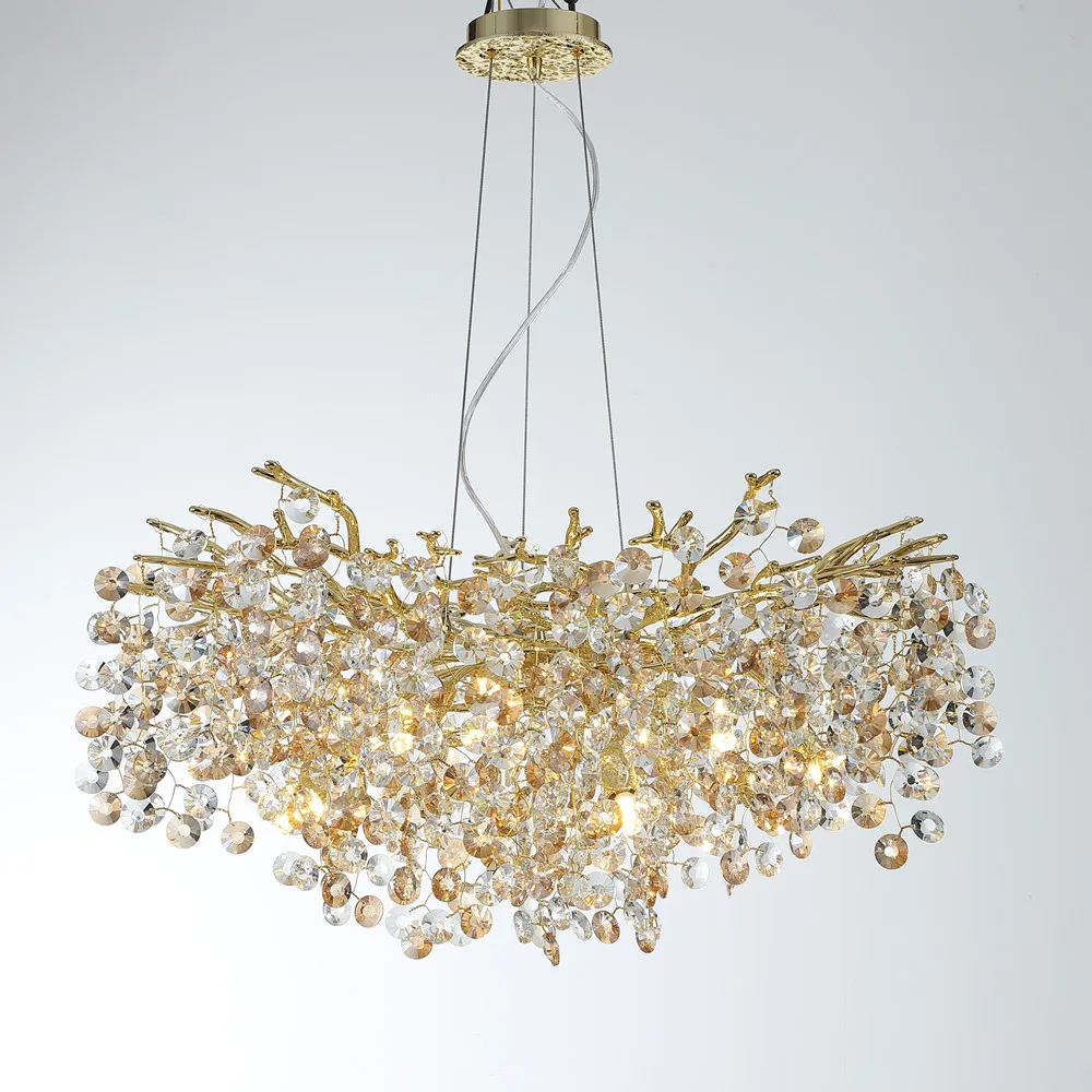 Modern Living Room Ceiling Luxury Hanging Light Round Pendant Light Weddings Decorative K9 Crystal Chandelier