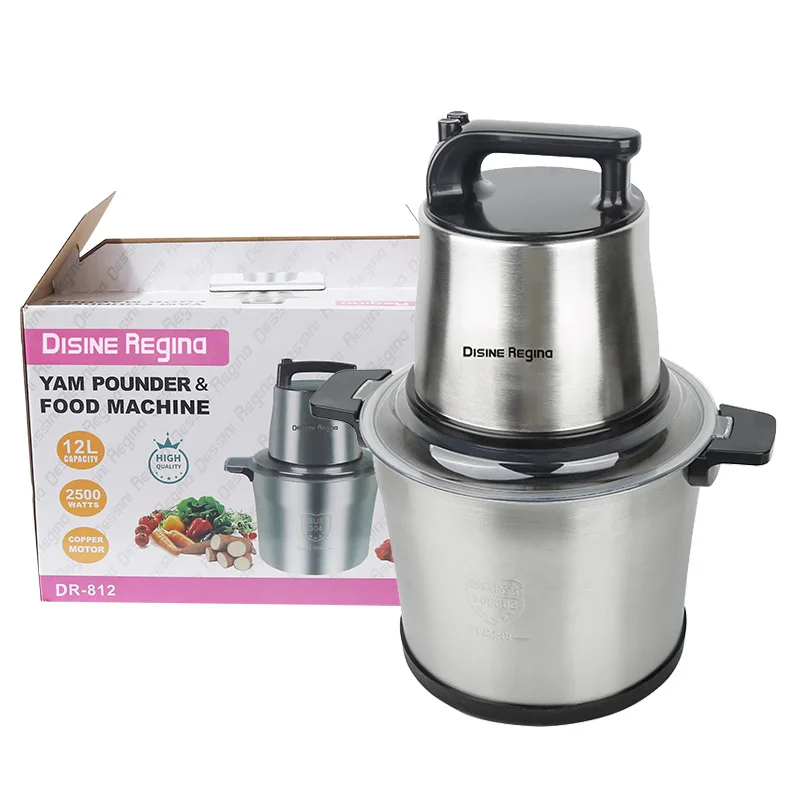 Large Capacity 12L Stainless Steel Food Grinders Meat Chopper Automatic Electric Meat Grinder Cassava Carrot Pounding Machine