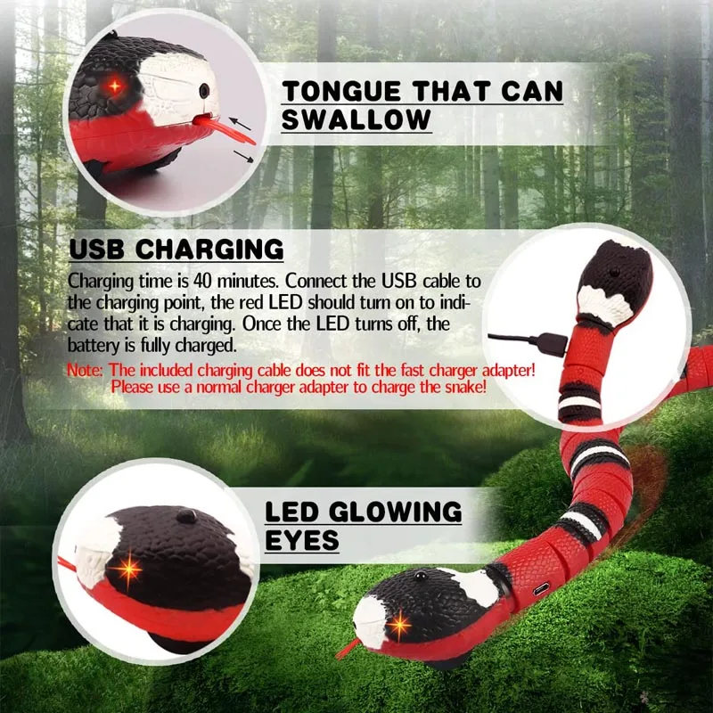 Interactive Sensing Snake Tease Cats Funny Rechargeable Accessories Pet Dogs Play Automatic Cat Toys