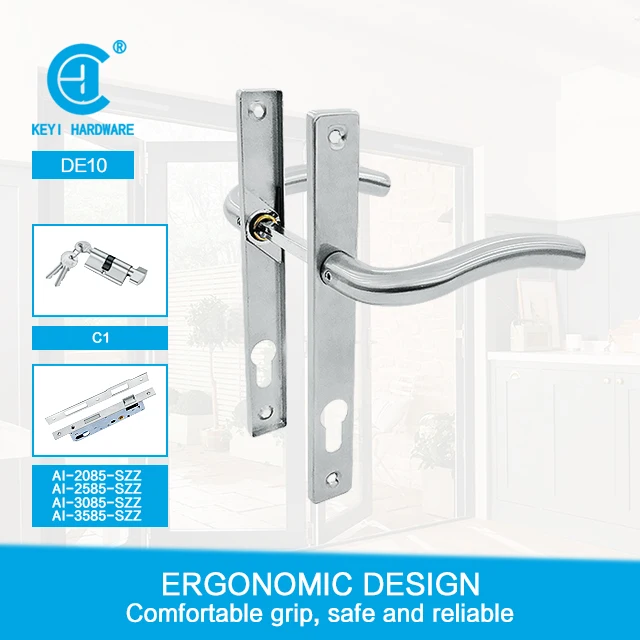 KEYI Hardware DE-10 Stainless Steel 304 Panel Door Lock Lever Door Lock Handle