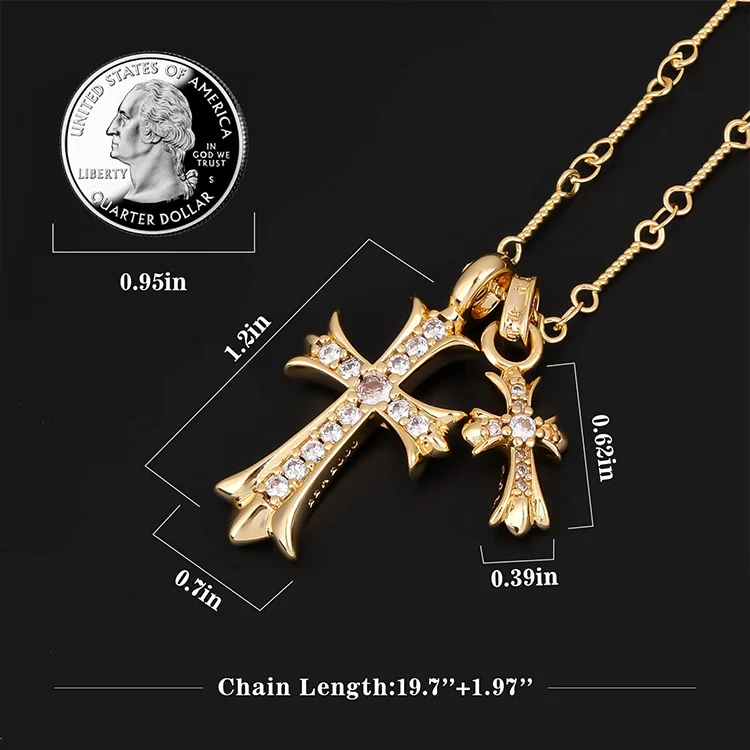 Модные ювелирные изделия ожерелья S925 стерлингового серебра черный 14k позолоченный из нержавеющей стали простой крест кулон