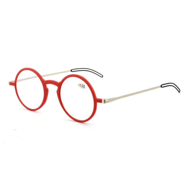 Italy design  mini lady anti blue light round metal reading glasses with case