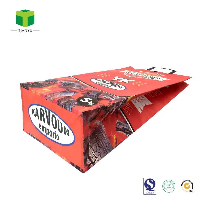 Cheap price custom polypropylene bag paper charcoal briquettes packing bag 5kg 10kg 20kg bbq lump charcoal bags