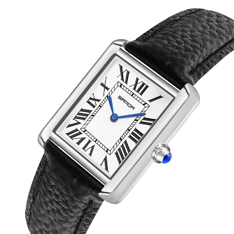 SANDA 1108 Classic Black Unisex Quartz Watch Love Couple Rectangle Lovers Leisure Business Wrist Watch China Manufacturers Price