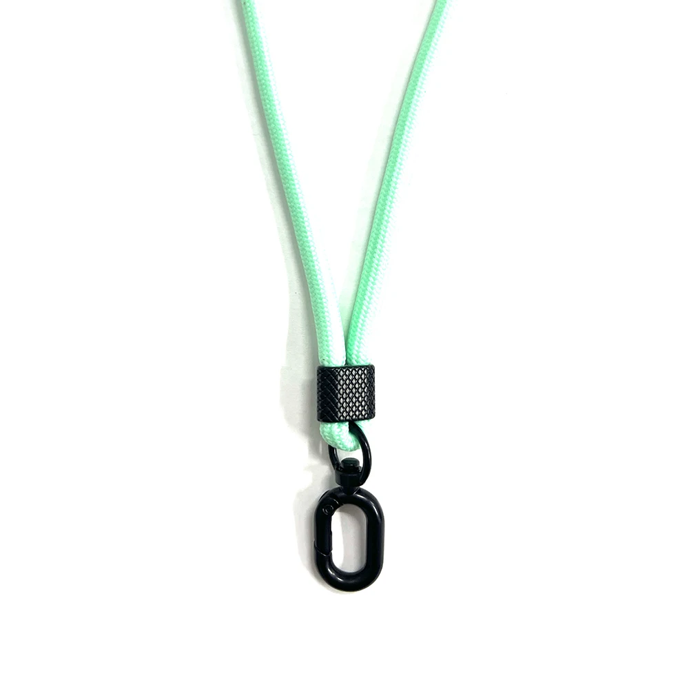 4mm Colorful Braided Nylon Round Rope Fashion Fluorescent Green Long Lanyard Keychain Necklace with Adjustable Accessory