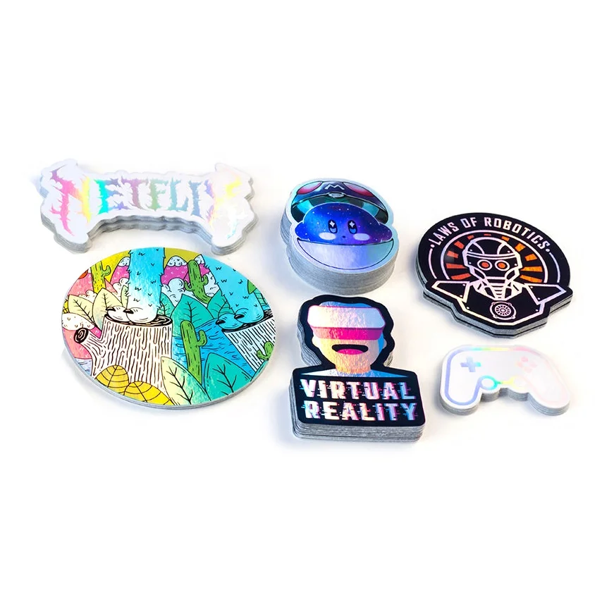 Customized  Label Holographic Sticker Rainbow Effect Custom Hologram Sticker