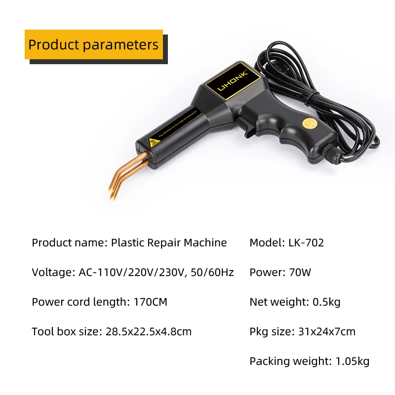 RTS 70W Car Hopper Garage Tool Soldering with Welding Wave Nails Electric Spot Welder Hot Stapler Plastic Welding Gun