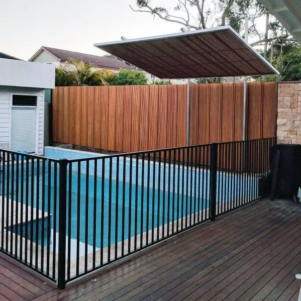 Modern Black Vertical Aluminum Garden Privacy Fence Panels Welded Technique Outdoor Fence Hardware Accessories Driveway Gates