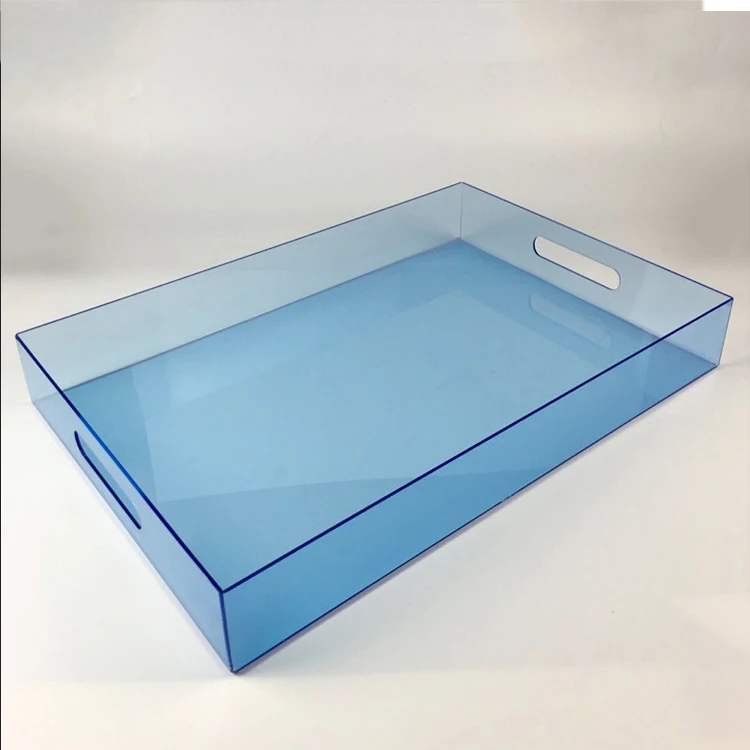Rectangle Clear Fluorescence Color Yellow Pink Acrylic Plexiglass Serving Trays Wholesale