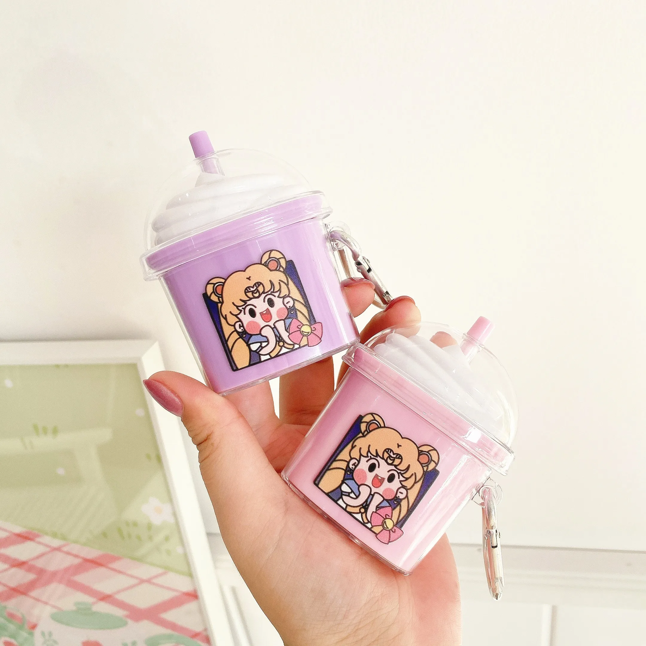 Milk tea cup shape sailor moon character anime cute earphone silicone cover for airpods 2 silicon cases