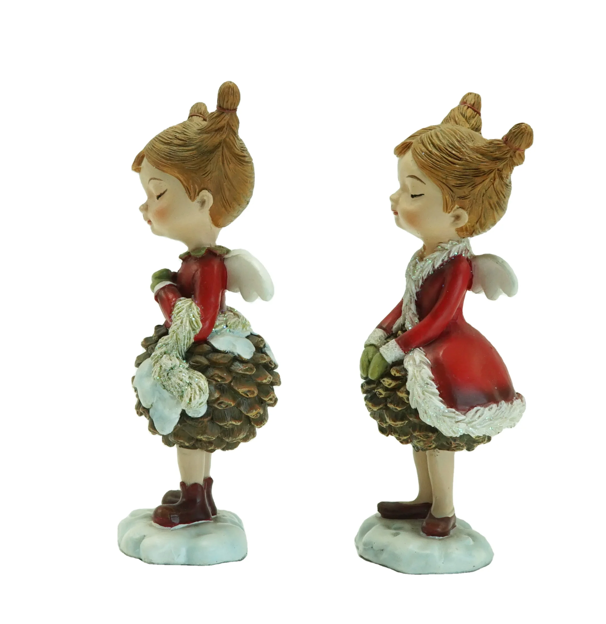 Wholesale Resin Pine Cone Angel Girl Figurine for Home Decoration