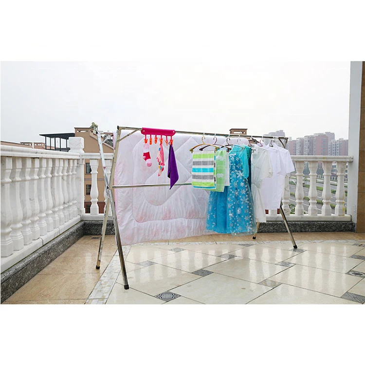 Telescopic X-Type Stainless Steel Folding Clothes Hanger Cloth Drying Rack