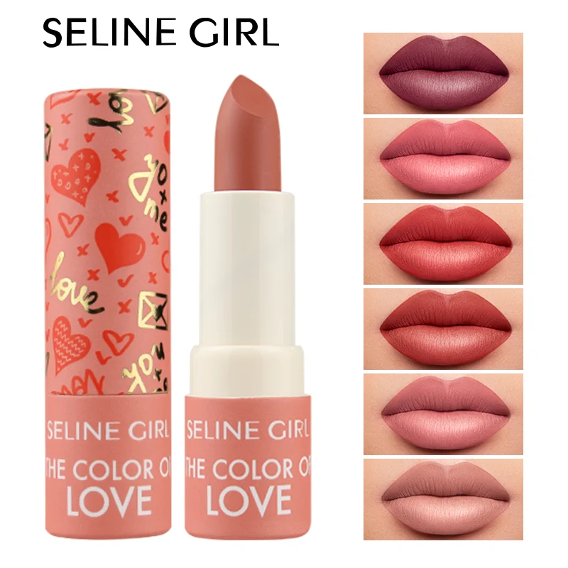 Private Label Beauty Matte Lipstick 6 Colors Love Lipstick Silky Delicate Long-Lasting Cosmetics Makeup Lipstick