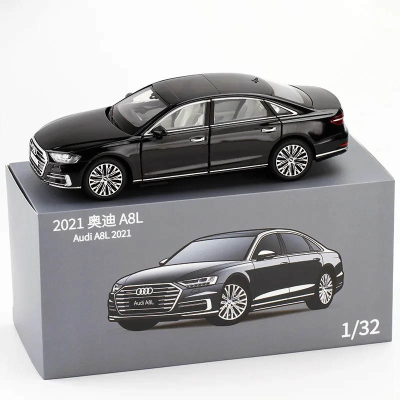 JKM 1/32 2021 Audi A8 55 TFSI роскошный игрушечный автомобиль Миниатюрная модель Jackiekim Премиум литье из металлического сплава Коллекционная лампа подарок