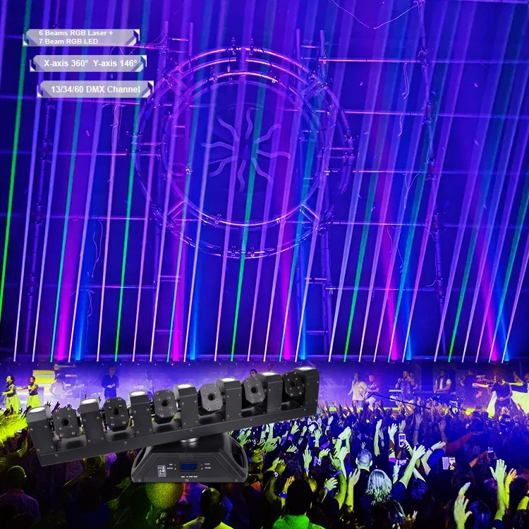 Многоцветный rgb Самый дешевый диско-дискотечный дисплей с движущейся головкой светодиодный сценический dmx луч 6 глаз 500 МВт полноцветный лазерный свет