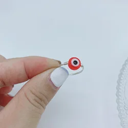 Vintage Coloful Blue Woven Handmade Silver Copper Wire Wrapped Turkish Acrylic Ring