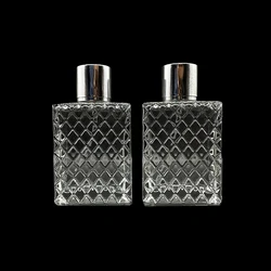 100ml Wholesale square glass perfume bottle with silver lids