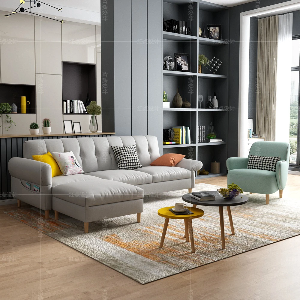 Современная мебель в скандинавском стиле для гостиной на 3 места, l-образный секционный диван для отдыха