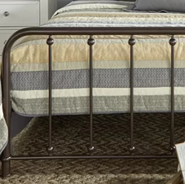 2019 Luxury Vintage Design European Style Wrought Metal Iron Bed Antique Brushed Gold King Size