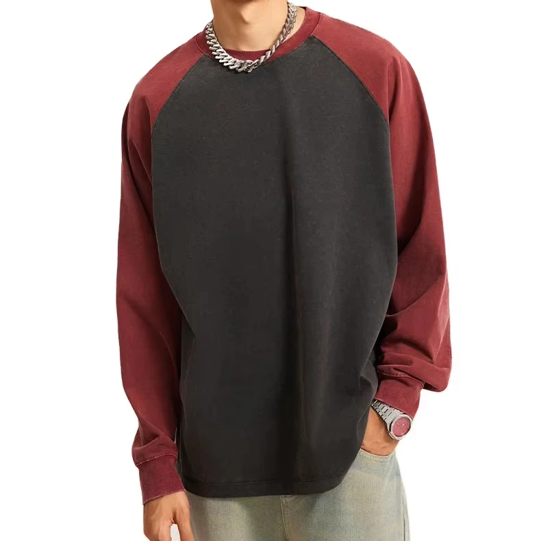 2024 Autumn/Winter 280G washed retro to do old Year of the Dragon limited red American long-sleeved T-shirt