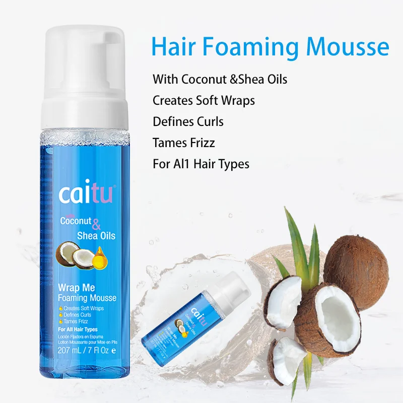 Private Label Custom Extra Hold Styling Hair Foam 207ml Coconut Oil Hair Curl Mousse For Braids