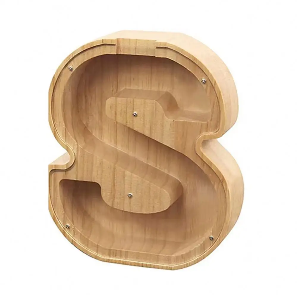 Personalized Letter Piggy Bank Custom Wooden Money Box Coin Stick Gift for Boys Girls Adults Birthday