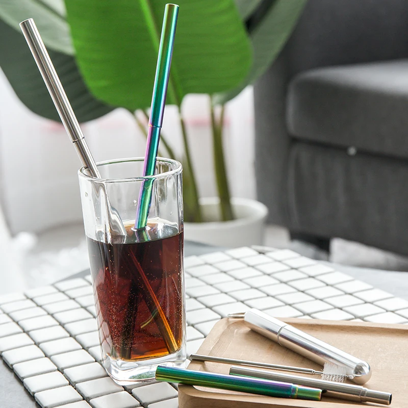 Stainless steel 18/8 straw Reusable Drinking Straw Metal folding straw
