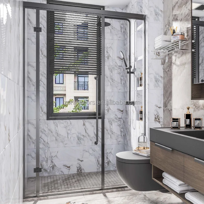 Custom sliding tempered frameless glass doors shower enclosure bathroom fiberglass shower cubicles enclosure