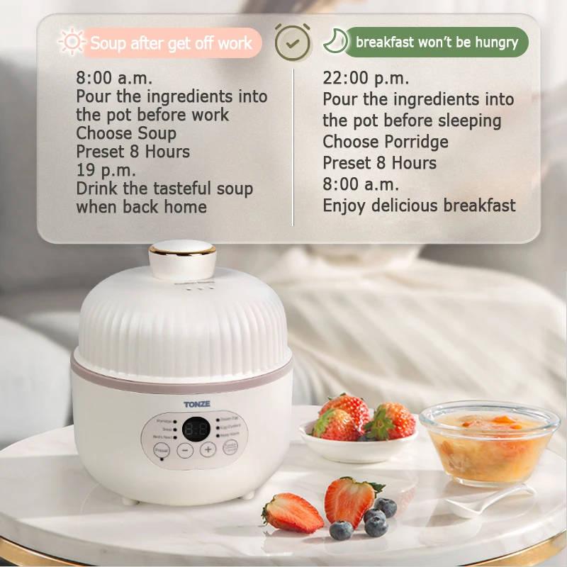 TONZE Wholesale Ceramic Multi-function  Health Cookers Baby Food Cooker Crock Pots With Porcelain Liners Timer Slow Cooker