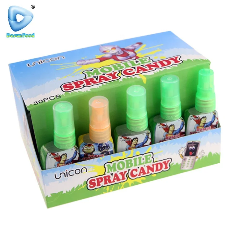 Wholesale mobile phone shape fruit flavours sweet liquid spray candy