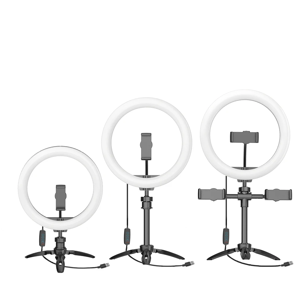
Led With Stand Makeup Tripod Fill Rgb Phone Table 6 8 10 Inch Of Portable Circle Holder Big Desktop Beauty O Ring Light 