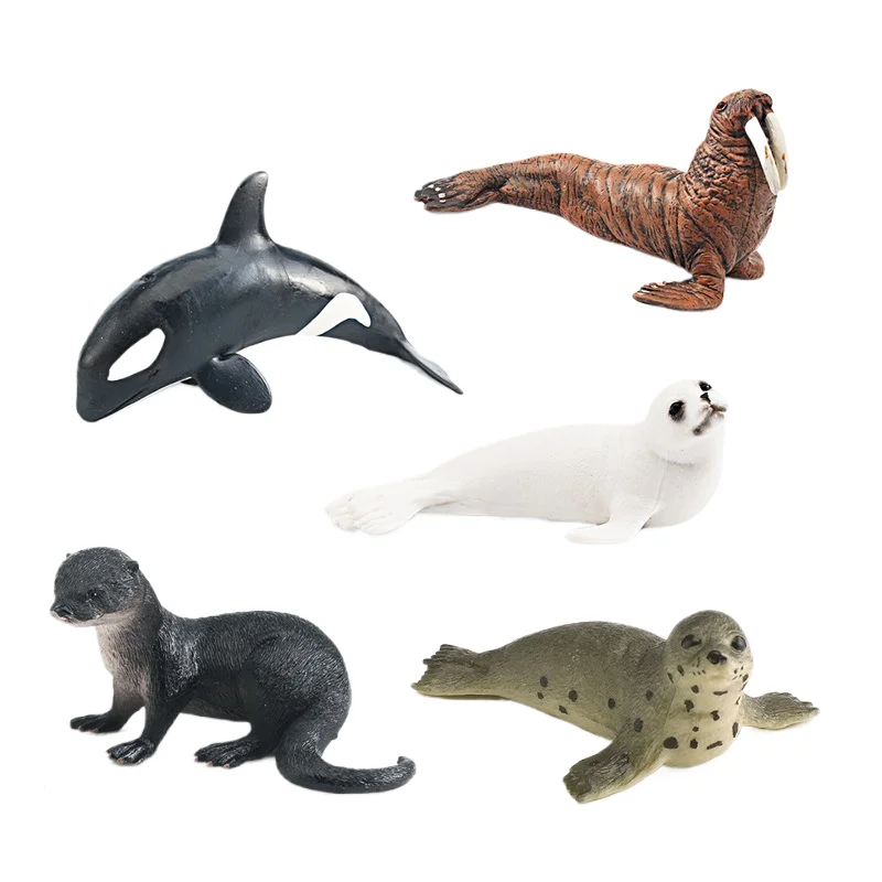 lelewu simulation Marine animal model orca walrus fur seal tabletop decoration toy