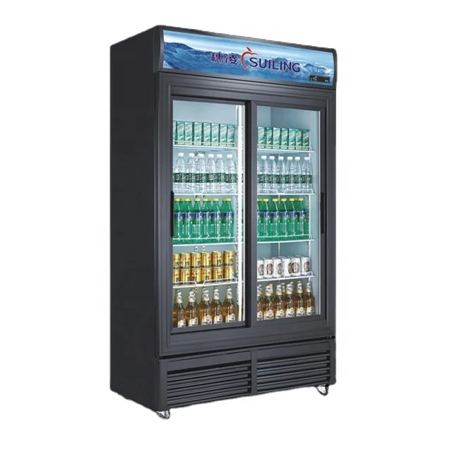 Suiling ETL 2-sliding door upright showcase chiller/commercial  refrigerator/ beverage display/drinks cooler US market LGF-1000S