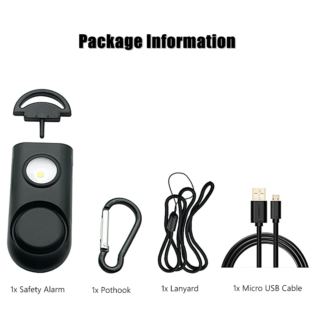 Portable rechargeable self defense portable light strobe self defense flashlight anti-attack keychain alarm