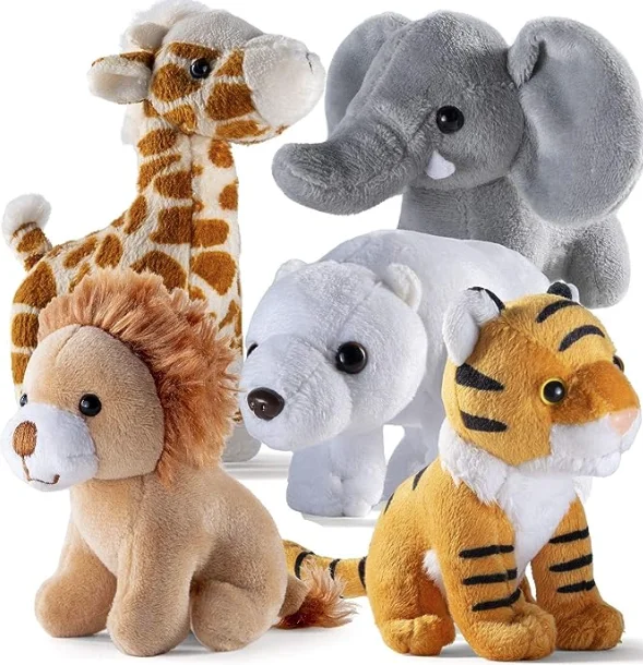 Friends Stuffed Animal Plush Stuffed Animals (Giraffe, Tiger, Lion, Polar Bear, Elephant) Zoo Animals