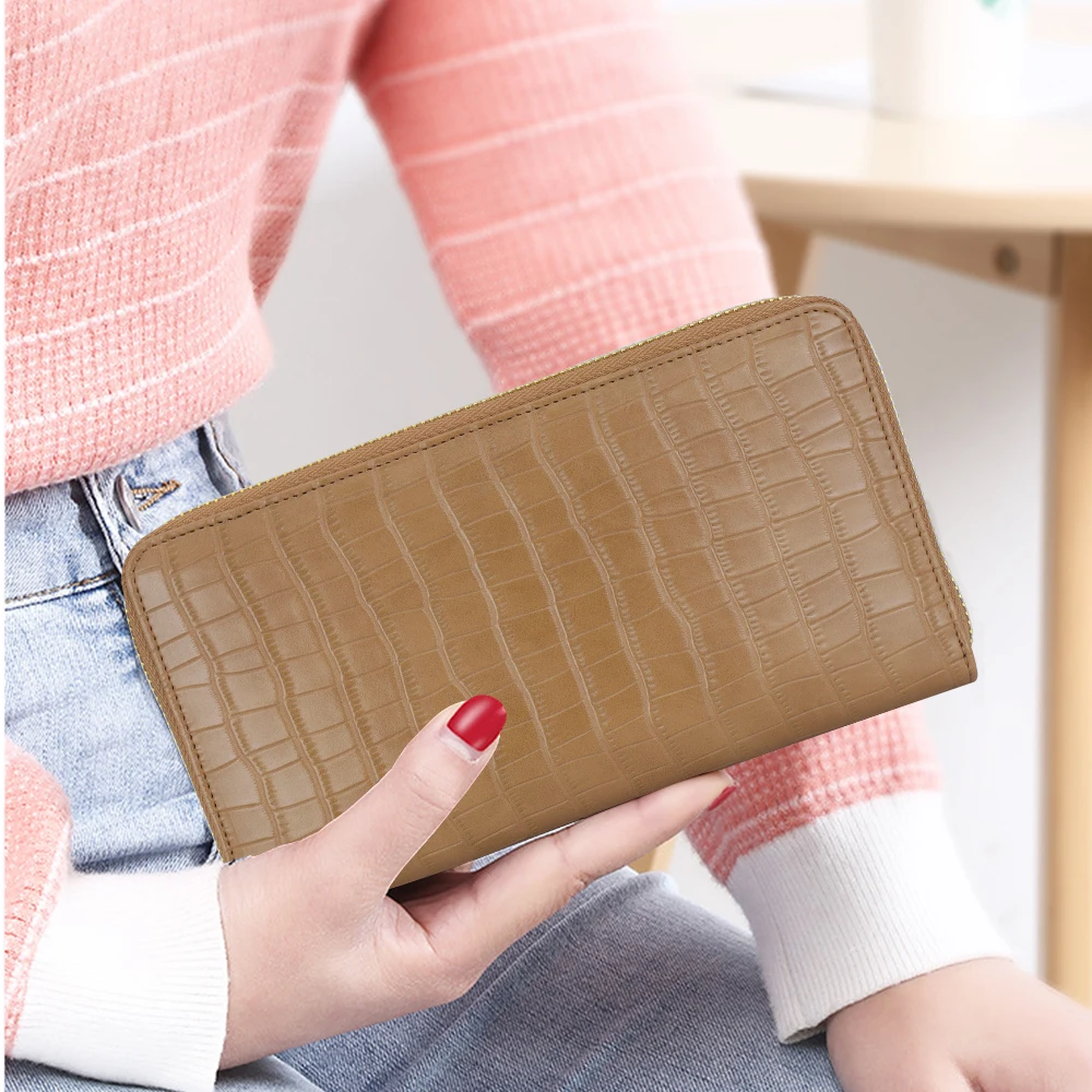 Simple Business Long Zipper Wallet Multi-Functional Card Holder Large Capacity Clutch Bag Mobile Phone Bag