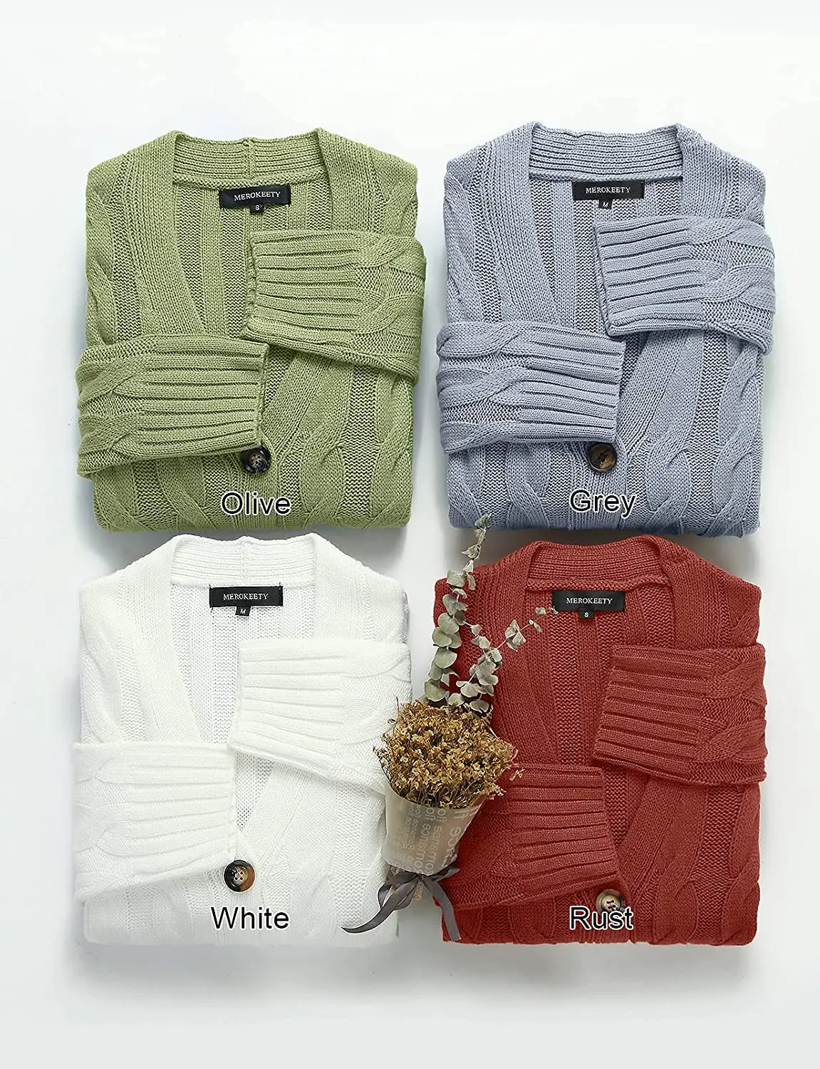 Custom LOGO OEM & ODM    Hot Sell Womens Long Sleeve Cable Knit Long Cardigan Plus Size Open Front Button Sweater