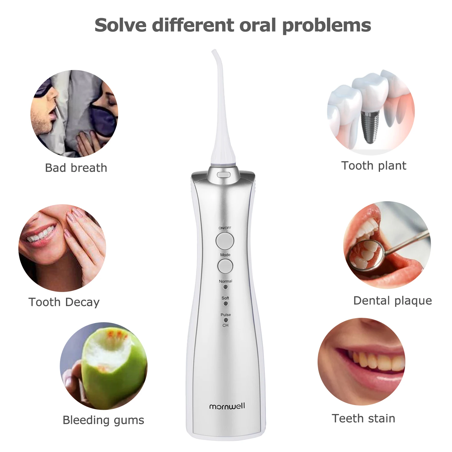 Mornwell 150ml Oral Care Appliances Portable Cordless Oral Irrigator Waterflosser Water Flosser
