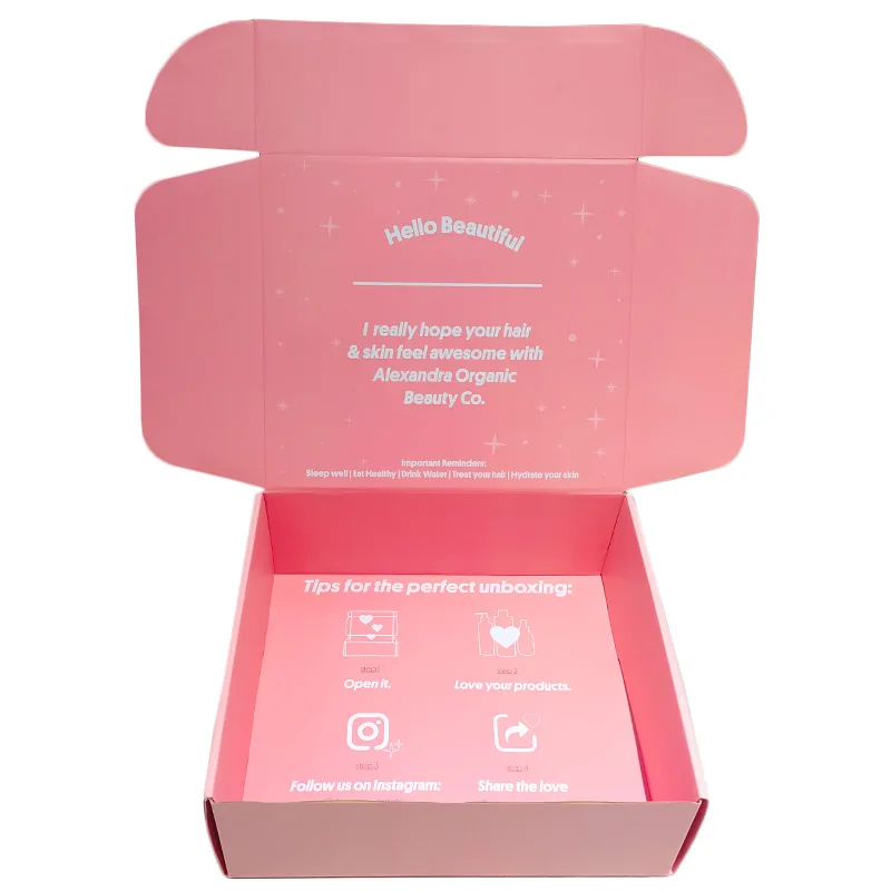 Custom Logo Cardboard Cartons Shipping Mailer Box Pink Cosmetic Set Cosmetics Mailing Skin Care Corrugated Packaging Boxes