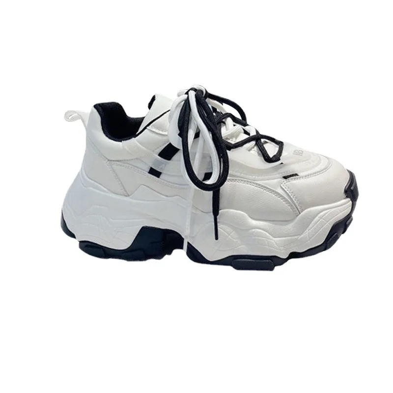 Wholesale Women Sports Shoes Height Increasing Casual Running Shoes Thick Bottom Platform Daddy Shoes