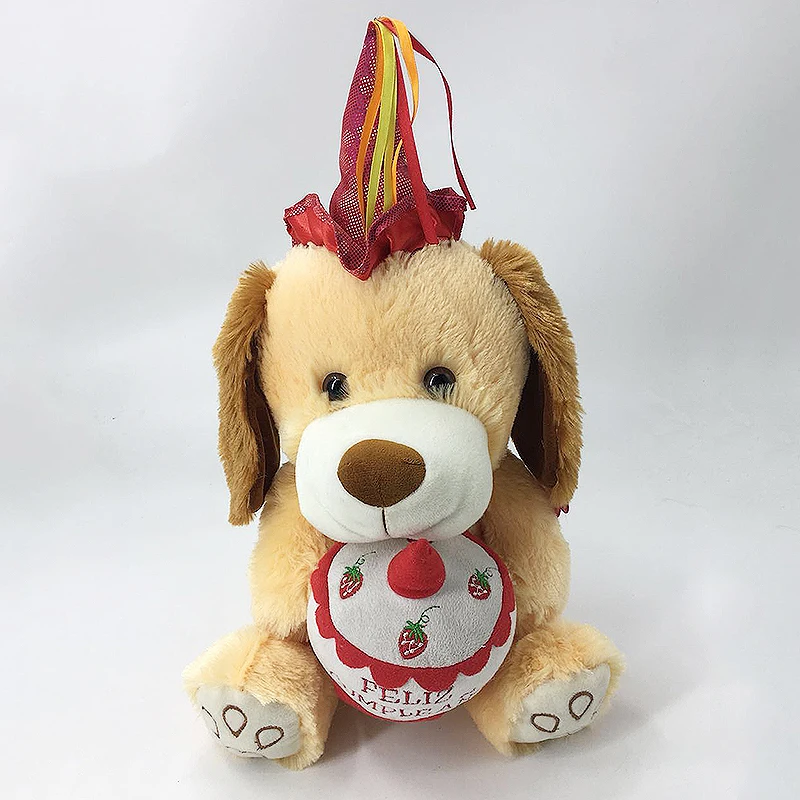 Wholesale Custom Plush Teddy Bear Panda Dog Animal Musical Holding Cake Plays Happy Birthday