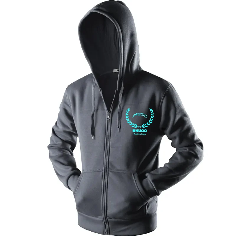 Wholesale Men Streetwear Zip Up Hoodie Custom Print Jacket Heavyweight 400gsm Hoodies