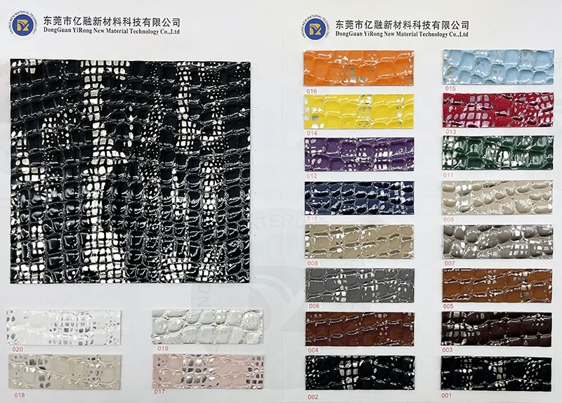 Glossy Embossed Crocodile Gold Film Foil PVC Faux Leather For Handbag