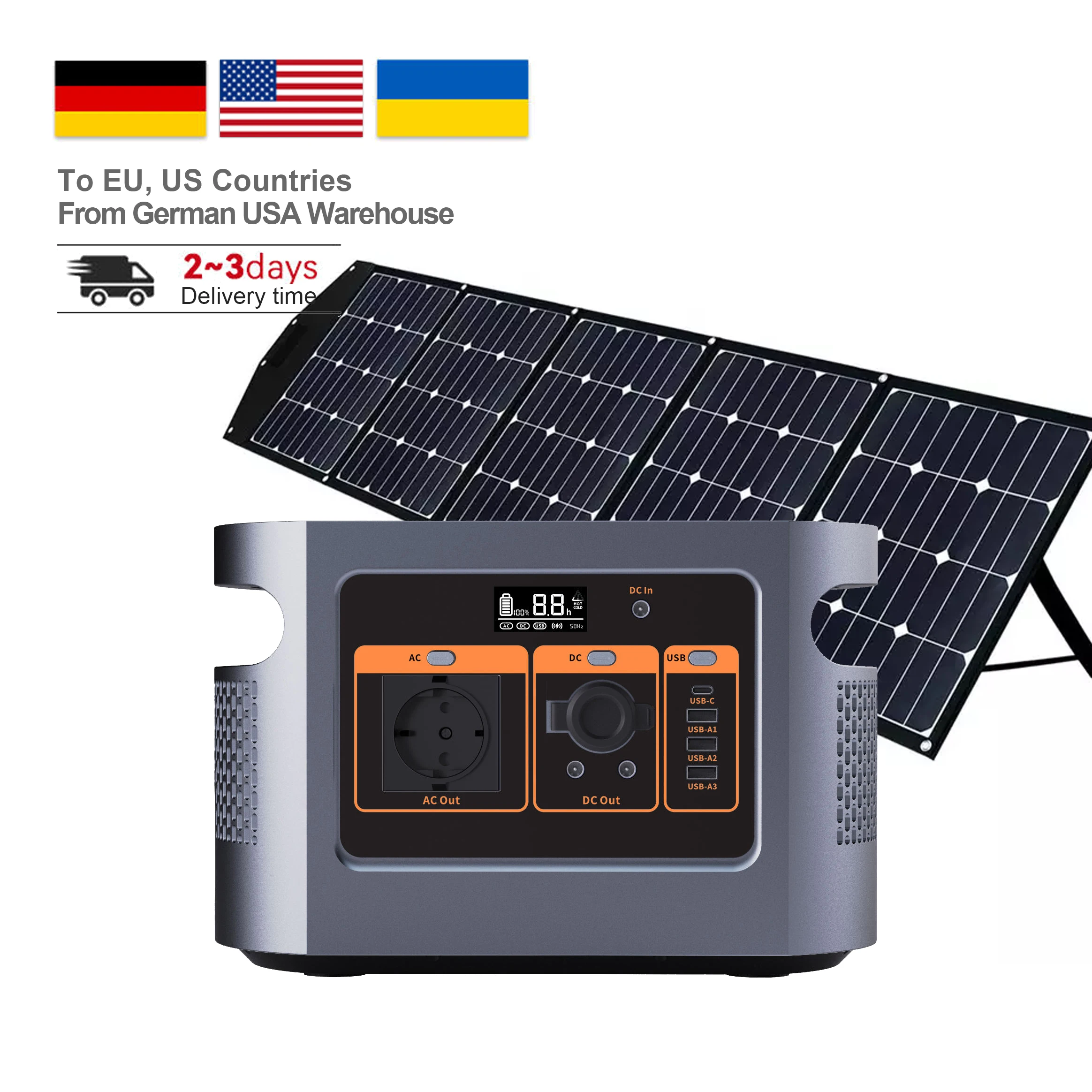 Customized lithium portable power station 716Wh lfp long life 700w 1000w 1200w solar generator power station kit