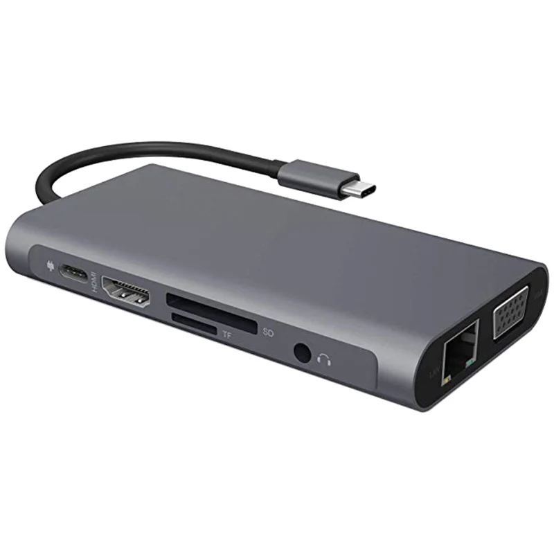 High-speed Transmission Type C Docking Station Type-c To HD-MI/USB3.0/RJ45/SD/TF/PD USB C Hub
