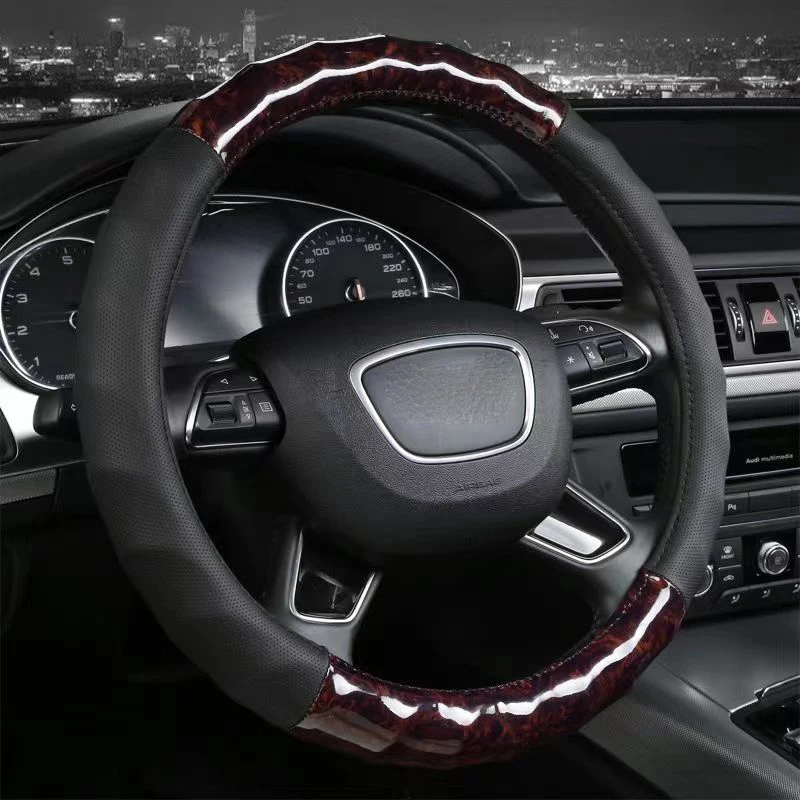 2023 Новая модель автомобиля кожаная крышка рулевого колеса 36 см 38 40 42 хорошо подходит всем автомобилям по заводской цене