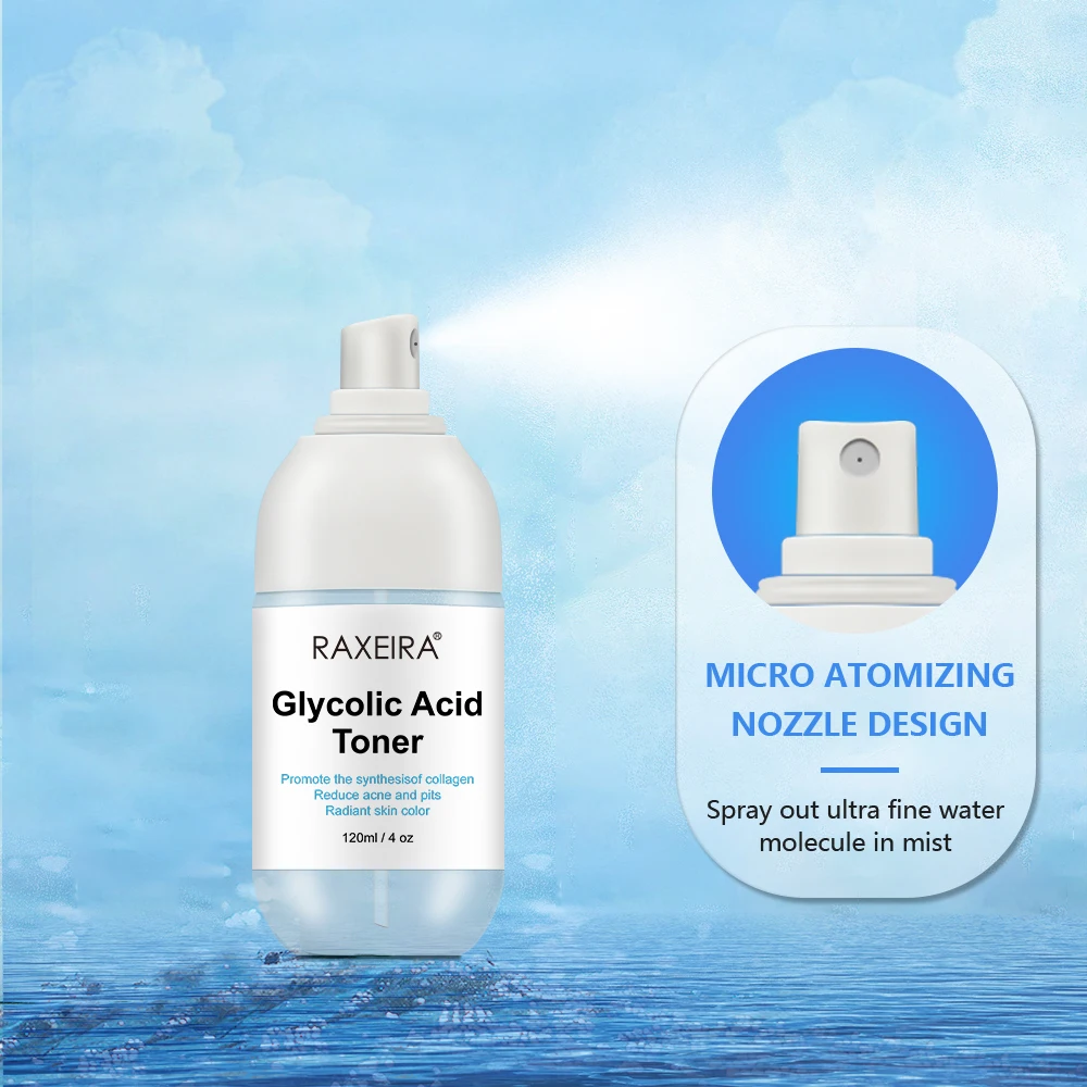 Private Label Organic Glycolic Acid Toner Brightening Toner Promote The Synthesisof Collagen,Reduce Acne And Pits
